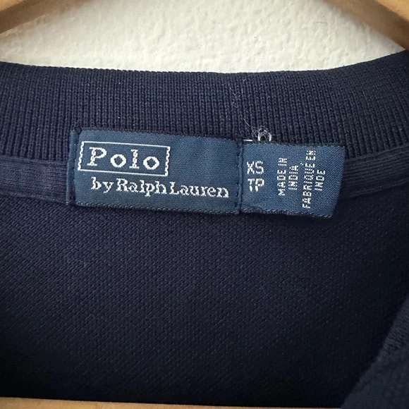 POLO RALPH LAUREN - Navy Long Sleeve Cropped Polo Shirt - Picture 3 of 6